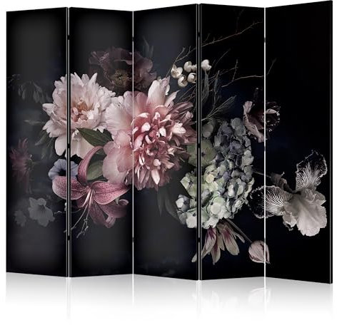 murando - Paravento Decorativo Monofacciale Astratto 225x172 cm - Stampa su tela in TNT Non Trasparente Parete Divisoria Interno Separatore Stanza Pieghevole Decorazioni - fiore rosa b-B-0620-z-a