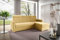 LIKMA Senf Ecksofa Neli L-Form 213x165 cm mit Schlaffunktion (190x125 cm) Eckcouch mit Bettkasten und Verstellbare Kopfstützen Wohnlandschaft Bettsofa mit Stauraum Polstermöbel Sofa