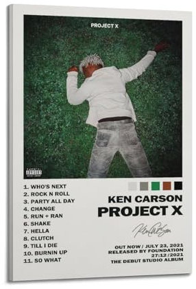 IXRRXMLD Ken Carson Project XAlbum-Cover, Musik-Cover, Pop-Musiker-Cover, Album, kreatives Cover, Ölgemälde, Leinwand, Schlafzimmer, ästhetische Heimdekoration, Büro, Wohnzimmer, Dekoration, 20 x 30