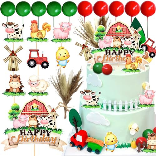 JeVenis Bauernhof Geburtstag Deko Farm Birthday Deko Bauernhof Kuchen Deko Bauernhof Tortendeko Kuh Geburtstag Schafe Birthday