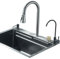 TVTIUO Fregadero de Cocina, Fregadero de Cocina Multifuncional de Acero Inoxidable con Grifo Extraíble y Otros Accesorios, Fregadero de Cocina Gris Oscuro (60cmX45cm)