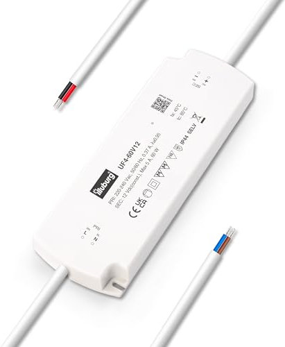 illuburg LED Trafo 12V 60W Wasserdicht IP44 Flach Flackerfrei für LED Strip Lampe LED Netzteil Treiber Power Supply