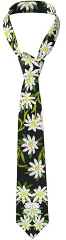 Schweizer Alpen-Edelweiss-Blume, Krawatten Herren Krawatten Polyester Neuheit Dünne Krawatte Für Hochzeit Party