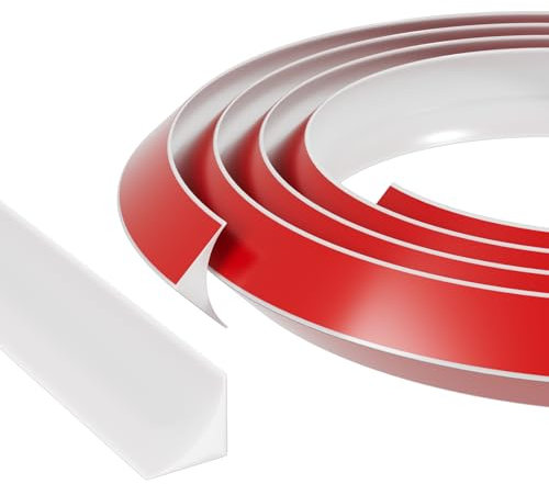 Esufeir 196inch/5m Coving for Ceilings Polystyrene Self Adhesive,Quadrant Beading for Laminate Flooring,Pvc Wall Corner Edging Strip for Skirting Board,Plastic Flexible Moulding Trim,15mm*20mm,White