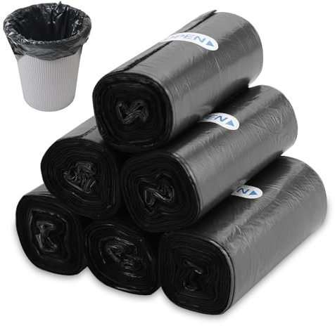 FAELNK Bolsas de Basura Pequeñas de 3L, 180 Unidades, Mini Bolsas de Basura para Mini Papelera de Escritorio para Baño Oficina Coche (Negro, rollos, 3l)