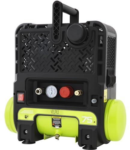 6L Compresseur d'Air Portable Silencieux Sans Huile, Bruit de 75 dB, Pression 8 bar, Débit 7 bar, Compresseur d'Air Mural Sans Cuve et Sans Huile, Idéal pour Gonflage de Pneus et Entretien Facile