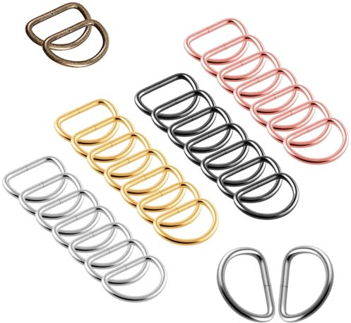 JIEYAO 60 Stück D Ring, Metall D-Ring Schnalle 25mm Mehrfarbig Halbringe Halbrunder Klein D Ringe für Rucksack Gürtelschnallen Taschen Gürtel Handtaschen Bastelzubehör Karabiner(Mehrfarbig)