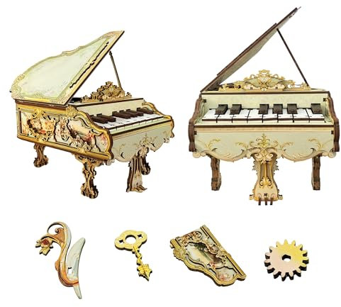 CUTEROOM 3D Holzpuzzle Magische Klavierspieluhr - DIY Mechanischer Modellbausatz für Erwachsene, Holzzahnrad Konstruktion Bastelset, Kreatives Puzzle Geschenk für Geburtstag Weihnachten