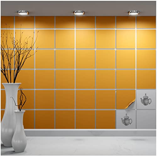 FoLIESEN Autocollants pour carrelage seul 10 x 10 cm – Motif échantillon – Motif échantillon de test – Échantillon de couleur – Film pour carrelage autocollant – 1 carreau adhésif à essayer, : marron