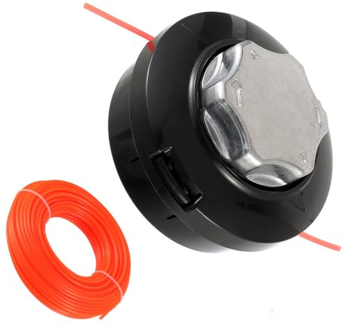 HUAREW M10 x 1,25 repuesto de hilo universal, cabezal de carrete de 2 líneas cabezales desbrozadora con cable de 30 m y 2,4 mm