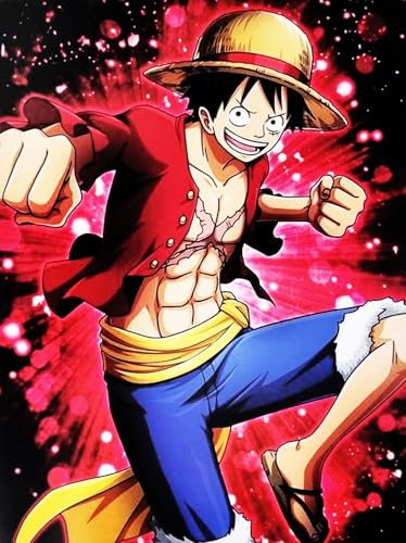 KUSTOM ART Decorative Wall Poster Manga and Anime Series One Piece Monkey D. Luffy Luffy Straw Hat Art Print on Coated Paper 40 x 30 cm Without Frame