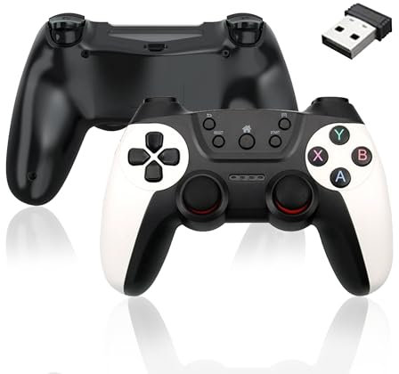 QISHENKOLA Mando inalámbrico Mandos inalámbricos para juegos de2,4 GHz,diseño inteligente de ahorro de energía,combinación de modos digital y analógico,plug and play,mando para PC/Linux (blanco)