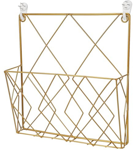 Anneome Wand Zeitschriftenhalter aus Metall Goldene Wandablage für Bücher und Magazine Platzsparend für Zuhause Bequemes Durchblättern und Ansprechende Präsentation