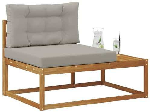 vidaXL Outdoor Endsofa Natur 115 x 83 x 73 cm Massivholz Akazie, Balkon, Moderne Gartenmöbel, Modulares Outdoor-Design, Langlebiges Sofa, Flexible Wohnkonfiguration