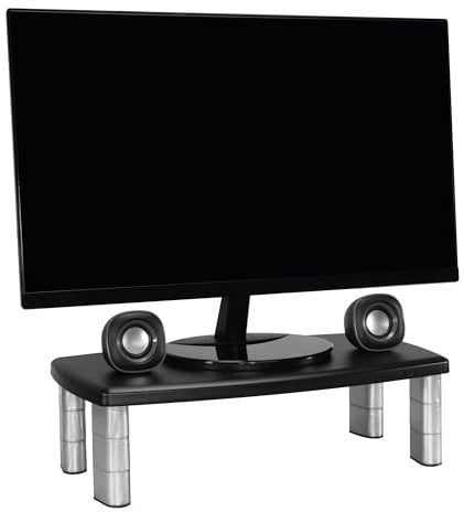3M Office Adjustable Monitor Stand, 50.8 x 30.48 x 14.9 cm - Black/Silver