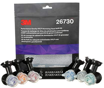 3M Performance Gravity HVLP - Kit variado de cabezales atomizadores, 26730, tamaños 1.2, 1.3, 1.4, 1.6, 1.8, 2.0, para uso de pistola de pulverización de rendimiento PPS 2.0, vasos de pintura, paquete
