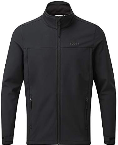 TOG24 Feizor Men's Softshelljacket Waterproof Windbreaker Windproof Coat Casual Fleecejacket Hiking Jacket Showerproof Zip Up for Outdoor Black M