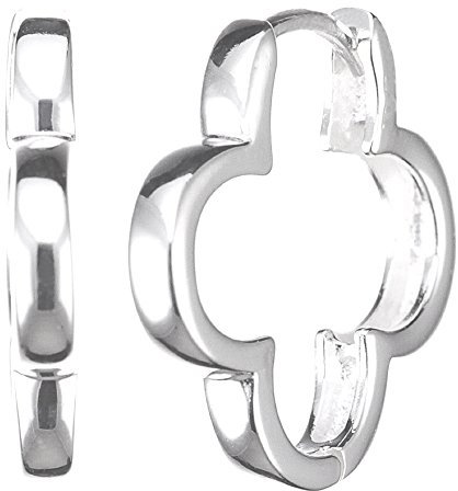 Vinani Damen Ohrringe 925 Silber - Klapp-Creolen Ohrring Set für Frauen aus 925 Sterling Silber Blume glänzend CSF1