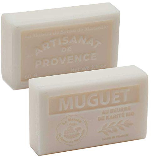 Maison du Savon de Marseille - French Soap made with Organic Shea Butter - Lily of the Valley Fragrance - 60 Gram Bar