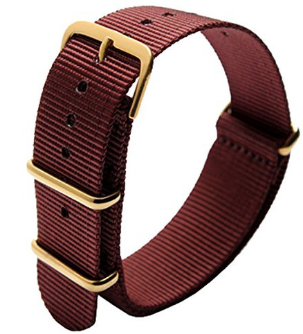 OliBoPo Uhrenarmband, Nato-Stil, wasserdicht, ballistisches Nylon, 20 mm, Weinrot