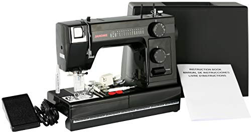 Janome HD1000 Black Edition Nähmaschine mit 14 Stichen, 4-Stufen-Knopfloch, automatischer Nadeleinfädler und Fallvorschub