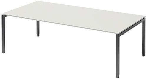 BISLEY Cito Chefarbeitsplatz/Konferenztisch, 650-850 mm höheneinstellbares U-Gestell, Metall, Gw334 Dekor Grauweiß, Gestell Anthrazitgrau, 120 x 240 x 85 cm