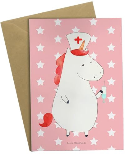 Mr. & Mrs. Panda neujahrskarte Einhorn Krankenschwester - Geschenk, Krankenhaus, einladungskarten, osterkarten, weihnachtskarten, Krankenpfleger, Unicorn, Krankenpflegerin, osterkarte, Grußkarte