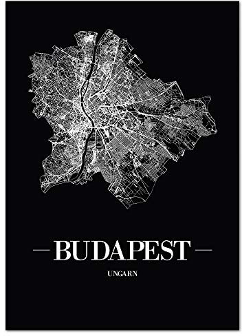 JUNIWORDS Stadtposter - Wähle Deine Stadt - Budapest - 60 x 90 cm Poster - Schrift A - Schwarz