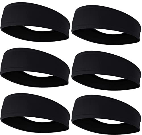 EasYoung 6-Pack Headbands for Men Women, Sweat Wicking Headbands for Sports Fitness Yoga Running Elastic Non Slip, Unisex