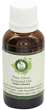 Aceite esencial de clavo | Syzgium Aomatic | Para dientes | Para piel | Para cocinar | 100% natural puro | Vapor destiló | Grado Terapéutico | Clove Essential Oil | 30ml | 1.01oz By R V Essential