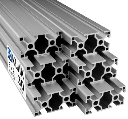 K30/60 - Aluprofil 6 Stück 30x60mm 2m System-, Montageprofil Nut 8 | Für Camperausbau, Sim-Rigs & Anhänger. Kompatibel mit Nut-8-Zubehör. Eloxiert, witterungsbeständig, 6 × 2 m = 12 m, silber