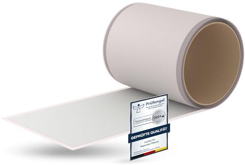 Flickly® Selbstklebende Reparatur Flicken | LKW, Anhänger, Zelt, Markisen, Camping, Sonnenschirme, Pool | in vielen Farben erhältlich | 2,5 m x 100 mm | (RAL7035) Lichtgrau