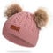Martin Kench Kinder Winter-Mütze Strickmütze Fellbommel Bommel Strick Mütze Bommelmütze mit 2 Bommeln Mütze für Baby Mädchen Jungen (Rosa)