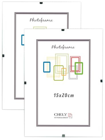 CHELY INTERMARKET Marco Clip de vidrio 15x20cm MOD-300 Pack de 2 unds portafotos sin marcos