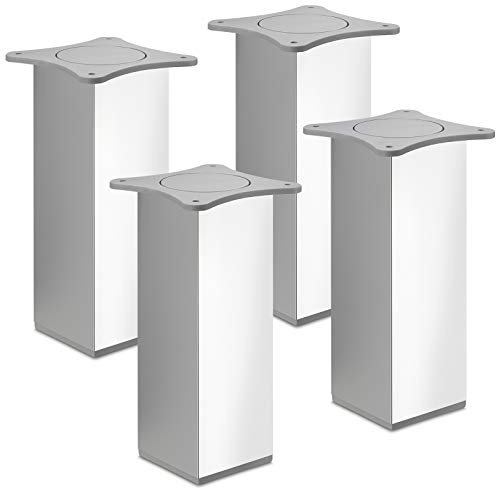 SOTECH 4 Stück Möbelfüße Quebec II 200 mm 65 x 65 mm Chrom poliert Schrankbeine aus Aluminium