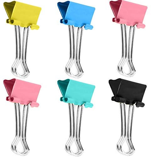 Small Foldback Clips - 150Pcs Colored Binder Clips 19mm Mini Stationary Clips Metal Paper Clips Clamp (5 Colour)