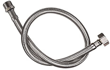 DOJA Tuyau Flexible pour Robinet | Mâle/Femelle | M 1/2 - F 1/2 | 20 cm de Longueur | Acier Inoxydable | Argenté | Flexo pour Mitigeur Cuisine, Robinet Lavabo