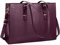 Lubardy Sac Cabas Femmes Sac à Main Grande Capacité PU Cuir Sac Ordinateur 15.6 Pouces Sac de Cours Imperméable Sac Cours Lycee Sac Epaule Bandoulière Affaires Voyage Violet foncé