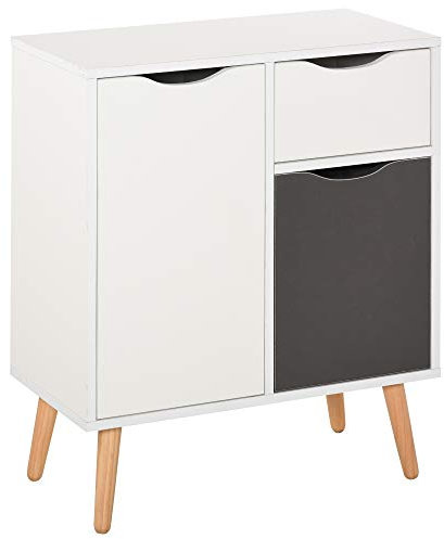 HOMCOM Sideboard Floor Cabinet Storage Cupboard with Drawer for Bedroom, Living Room, Entryway, Grey
