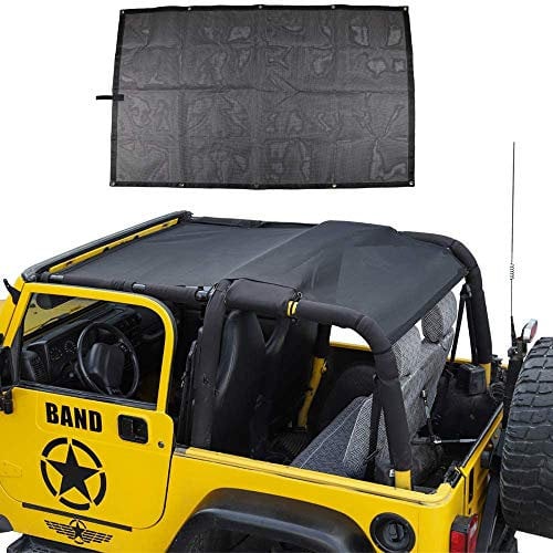 CKPEOR Mesh Markise Haltbarer Polyester-Bikini-Dachabdeckung bietet UV-Schutz für 1997-2006 Jeep Wrangler TJ, schwarz