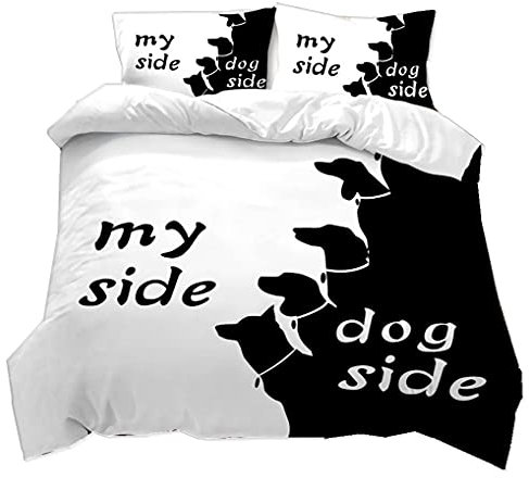 HNHDDZ Schwarz Weiß Paar Design Bettwäsche-Set His Side and Her Side, Me and You Bettbezug und Kissenbezug (Stil 1, 220x240 cm)
