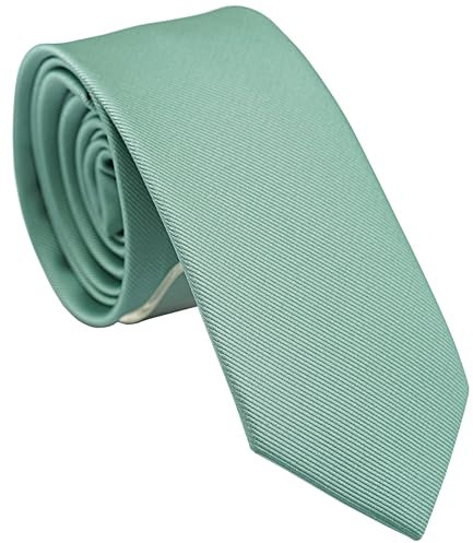 ZENXUS Schmale Krawatten für Herren, einfarbig, 6,3 cm, 1 oder 5 Stück, einfarbig., Sage Deep, Slim