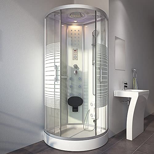 HOME DELUXE - Komplettdusche WHITE PEARL - Maße: 90 x 90 cm - inkl. Regendusche Radio und Zubehör I Fertigdusche, Dusche, Duschtempel