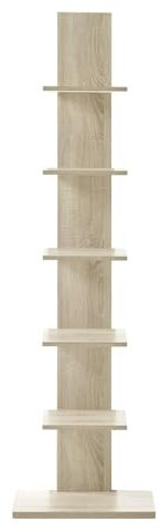Casâme - Regal zum Aufstellen mit Sockel und 5 Regalböden, Eichenholzoptik, offen, platzsparend, für Wohnzimmer, Schlafzimmer, Büro, L 50 x B 23 x H 180 cm