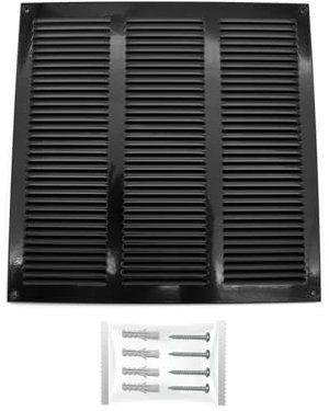 H&C VENT Rejilla Ventilación 300 x 300mm Metálica │Para Extractor de Baño Cocina Exterior HVAC │ Rejilla Aire Acondicionado AC Conductos Pared Techo Tubo │ Cubierta de Acero Rectangular con Mosquitera