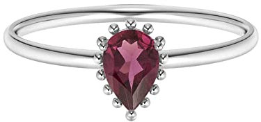 0,70 CTW Birne Klassischer Rhodolith-Edelstein 925er Sterling Silber Wulstige Halo-Ring