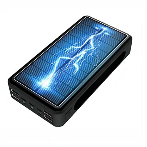 Brigtviee Solar Charger Solar Power Bank 100000mAh, High Capacity Portable Charger Fast Charge External Battery Pack with LED Status Indicator, with 5 Outputs Compatible for Smartphones,Black