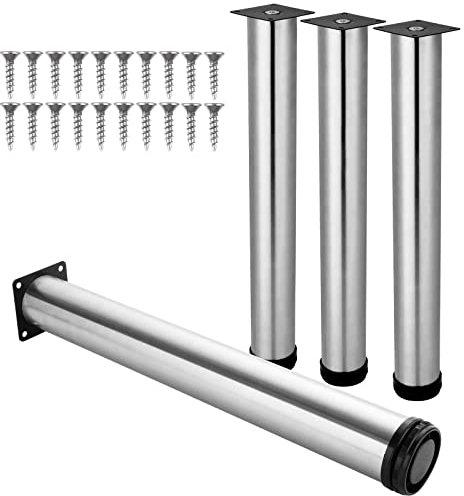 YAYODS 4-Piece Adjustable Table Legs - 400mm Stainless Steel, 2-Inch Dia. for Home, Office