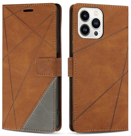 SONWO Etui Coque pour iPhone 14 Pro, Protection Housse en Cuir PU Portefeuille Livre pour iPhone 14 Pro (6.1), Emplacements Cartes, Fonction Support, Marron