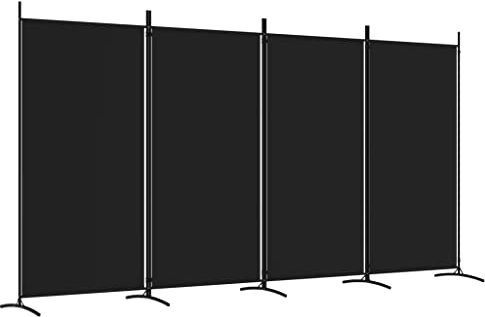 vidaXL Paravent 4-TLG. Raumtrenner Raumteiler Trennwand Umkleide Sichtschutz Spanische Wand Wohnzimmer Schlafzimmer Schwarz 346x180cm Stoff